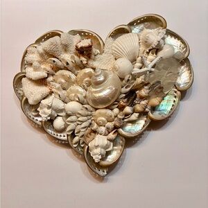 Pearlescent Shell Heart Wall Art - Neutral Seashells
